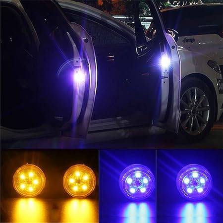 Amazon Maso車のドア警告灯 Ledセーフティライトストロボ点滅磁気防水ランプ4個 青 ライト 照明アクセサリー 車 バイク