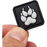 Mini 1x1 K9 Paw PVC Dog Patch [Black and White Glow Dark] Hook &amp; Loop Patches for Dog Harness, caps, Backpacks, Jackets