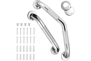 Tetutor Grab Bars for Bathtubs and Showers, 16-Inch and 12-Inch Anti-Slip Bathroom Shower Grab Bars for Seniors Wall, Safety 