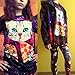 Uideazone Men Women Galaxy Cat Eat Pizza Short Sleeve T-Shirt Tee Tops