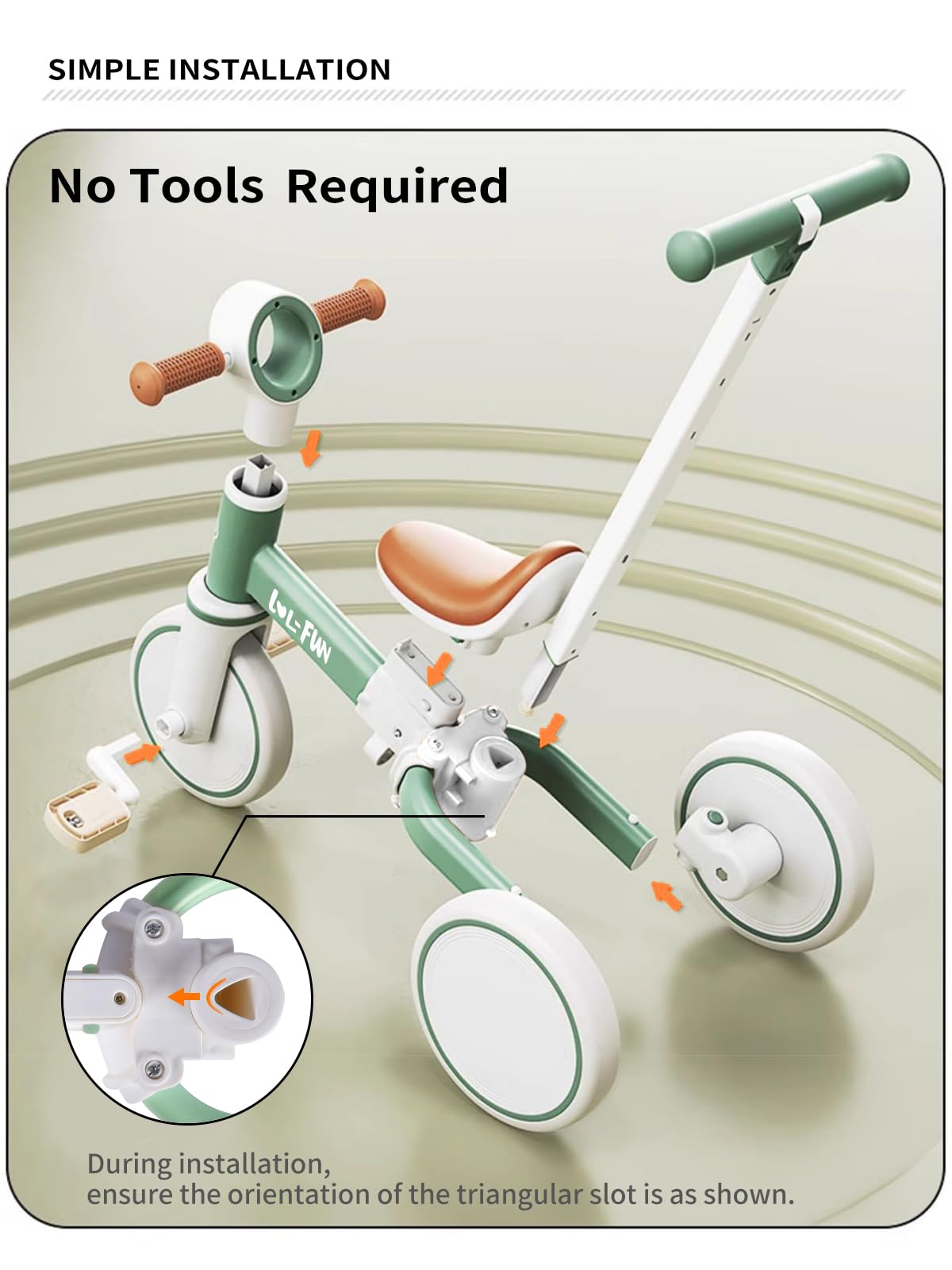 LOL-FUN 5 in 1 Toddler Tricycles for 1-3 Year Olds Boys Girls Toy, Baby Balance Bike 1 Year Old Kids Gift with Parent Steering Push Handle