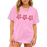 Oversized Graphic Floral T Shirts for Teens Girls Cottage Core Loose Tees Preppy Clothes Casual Aesthetic Vintage Tops