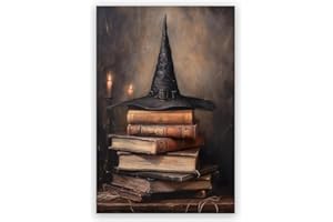 GENERIC Vintage Witchy Spells Halloween Pictures Wall Art,Neutral Ashland Witch Canvas Print Poster,Dark Academia Victorian Gothic Decor for Bedroom Gallery Rustic Walls 8x12inch Unframed
