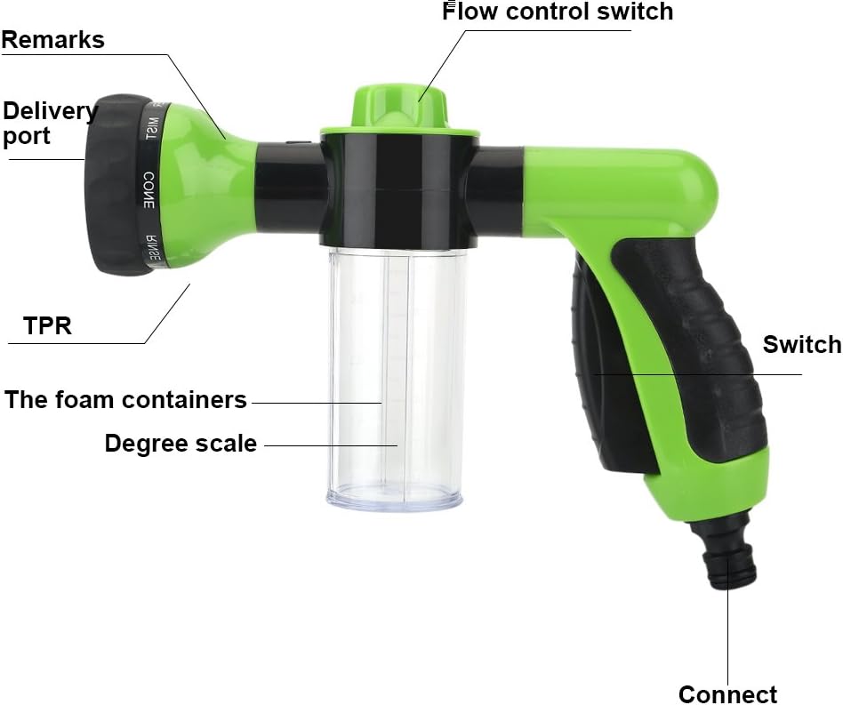 Foam Gun Pressure Washer Car Wash Spray Gun, 6m Range, Green, ABS Material, Adjustable Nozzle, 21x14cm, Medium - Image 3