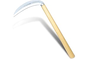 SHANFEEK Grass Sickle Japanese Weeding Hoe Garden Hand Tool Weeding Tools for Garden High-Strength Steel with Solid Wood Handle (Beige)