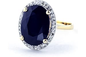 Galaxy Gold GG 14k Solid Gold- White, Yellow and Rose Gold Ring with 6.58 Carat (CTW) Natural Oval Sapphire and Diamonds (yellow-gold, 10)