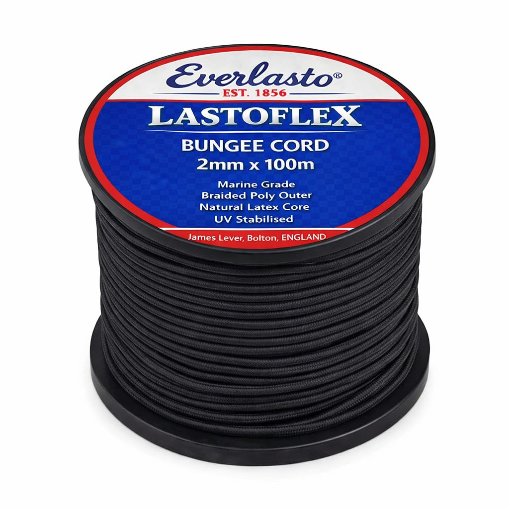 Everlasto 'Lastoflex' Bungee Cord Black 2mm x 100M Reel — image 1