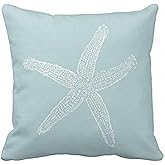Emvency Throw Pillow Cover Green Star Vintage Starfish Pastel Seafoam Blue Fish Decorative Pillow Case Home Decor Square 16 x 16 Inch Pillowcase