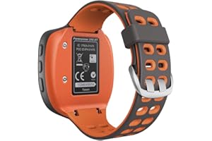 ANCOOL Compatible with Garmin Forerunner 310XT Watch Band, Soft Silicone Watch Strap Replacement for Forerunner 310XT Smartwatch, Grey-Orange