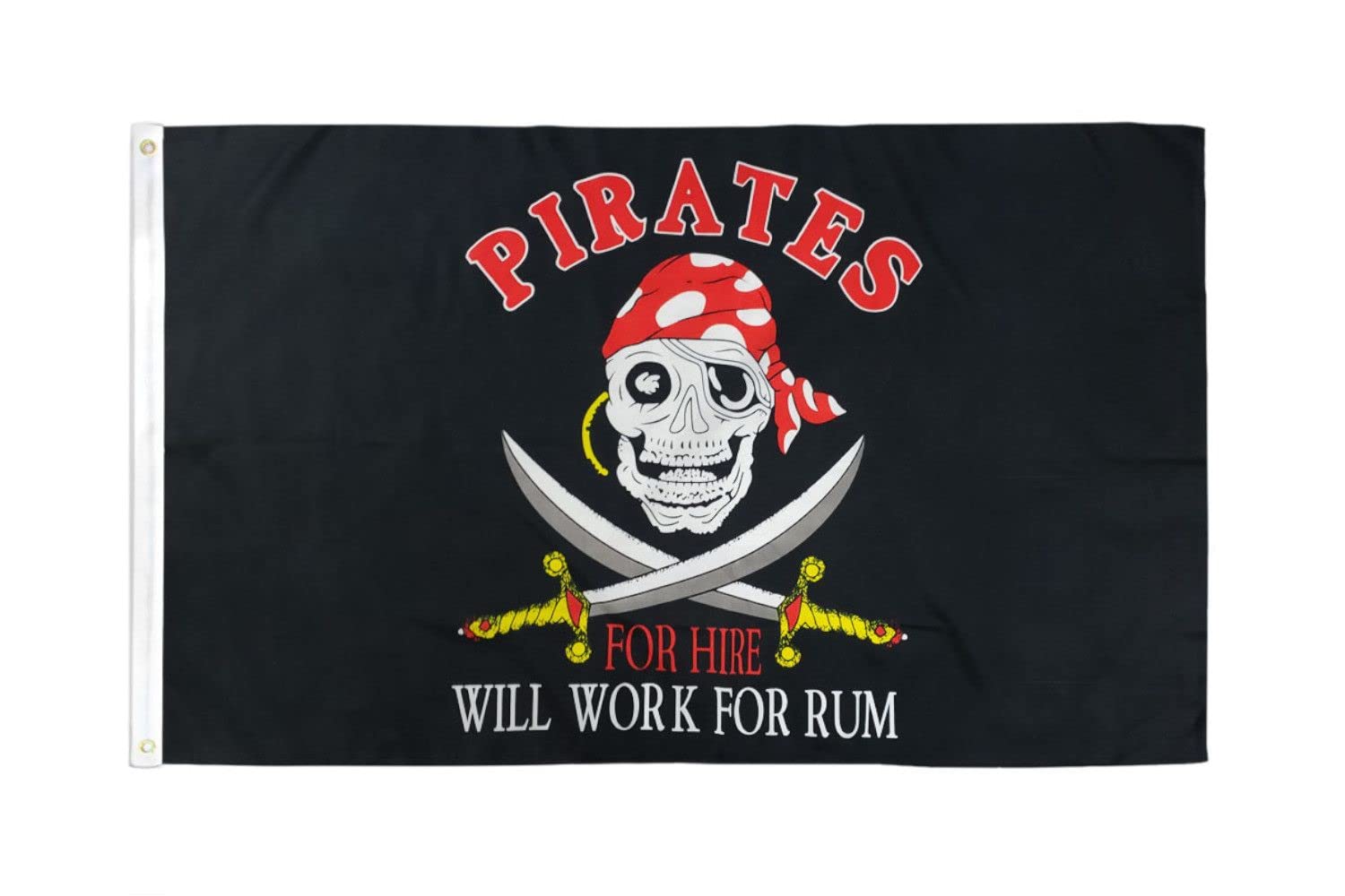 AZ FLAG - Pirates For Hire Flag - 3x5 Ft - 100D Polyester Rhum Pirate Banner with Two Metal Grommets - Fade Resistant - Vivid Colors - 3' x 5' Feet - 150x90 Cm