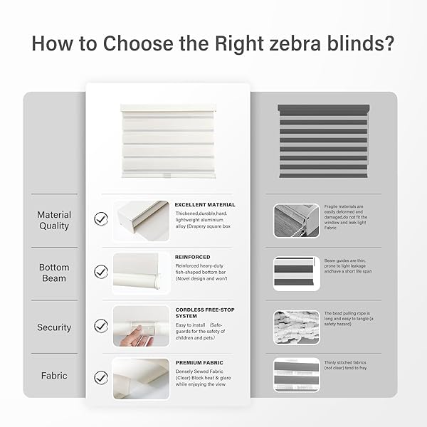 AOSKY CORDLESS ZEBRA BLINDS FOR WINDOWS PULL DOWN ROLLER WINDOW SHADES DUAL LAYER LIGHT FILTERING PRIVACY FOR DAY AND NIGHT, FREE-STOP DOOR SHADES FOR HOME EASY TO INSTALL (26″ W X 72″ H, BEIGE)
