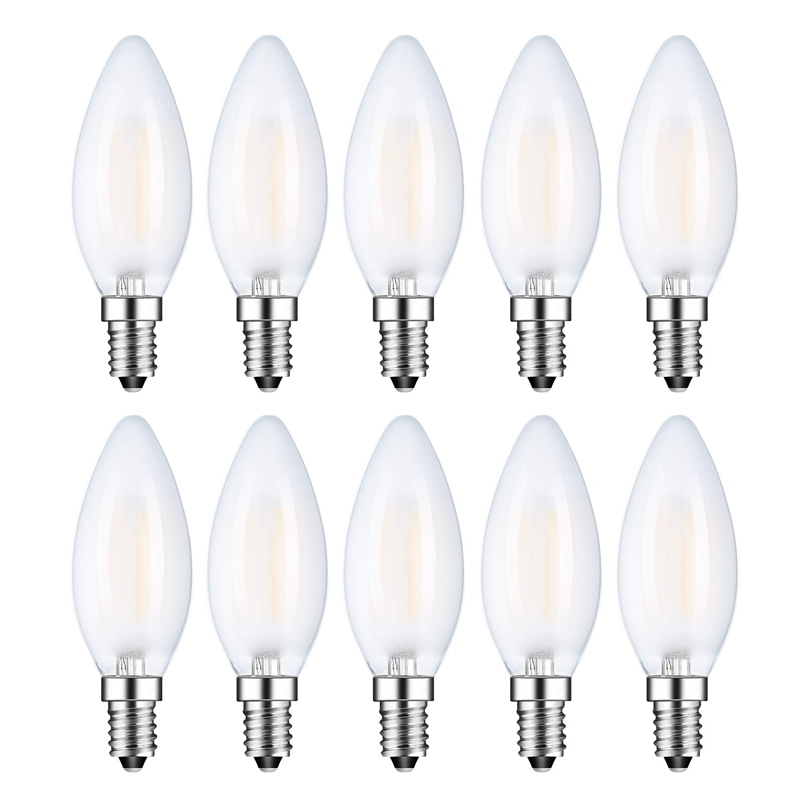 BINGSHION E14 4W LED Candle C35 Frosted Light Bulbs, 40W Incandescent Bulb Equivalent, 2700K Warm White, 400lm, Non-Dimmable, Pack of 10