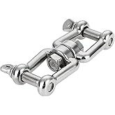 Laorde Double Shackle Swivel for Boat 1/4 inch 5/16 inch 3/8 inch 1/2 inch (4 Size) Marine Grade 316 Stainless Steel Jaw and Jaw Anchor Chain Connector