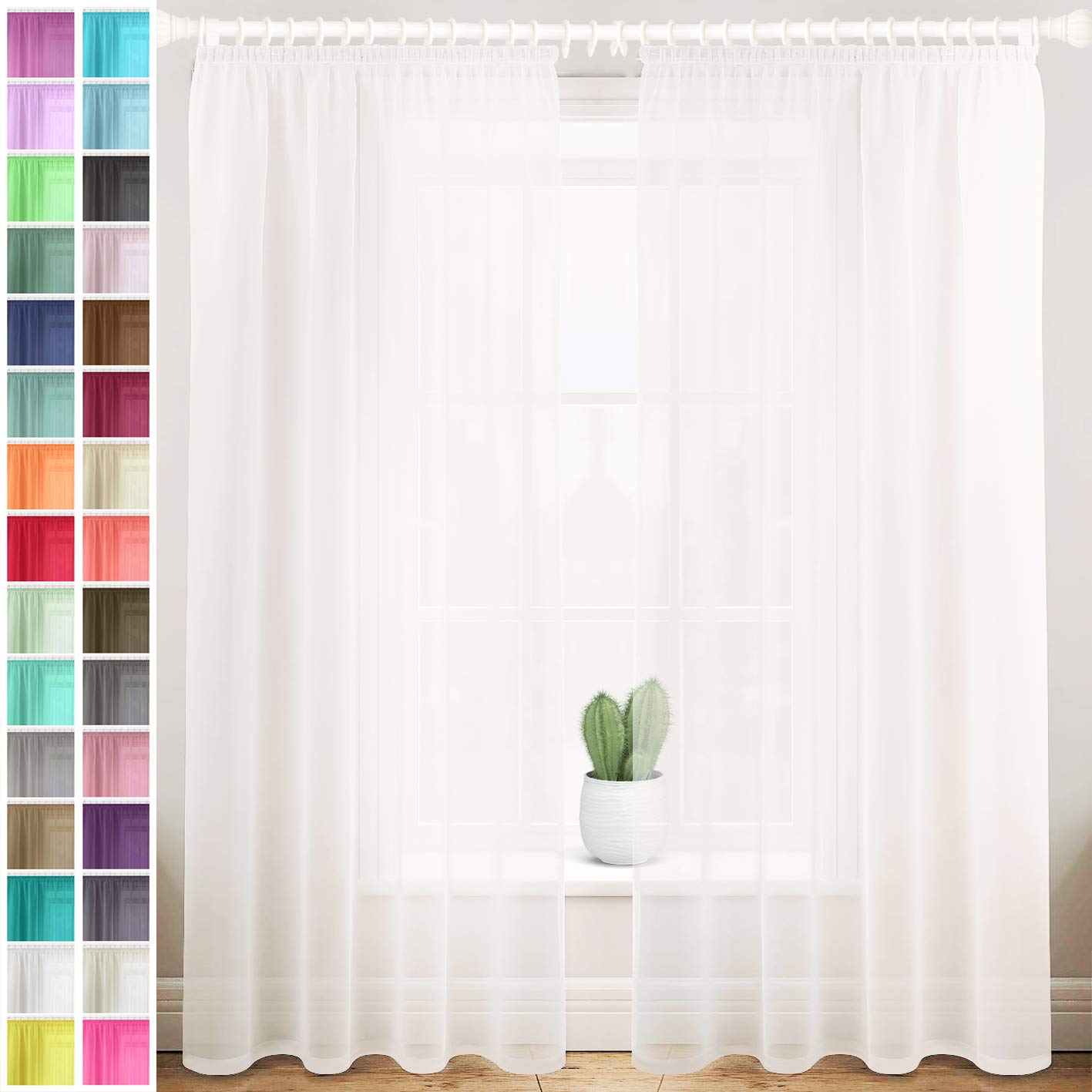Megachest gathering tape voile curtain(ivory W 56" x L 81" (2 Panels)