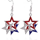 4th of July Earrings for Women Patriotic American Flag Earrings USA Dangle Earrings Red White Blue American Flag Dangle Earring Patriotic Independence Day Earring