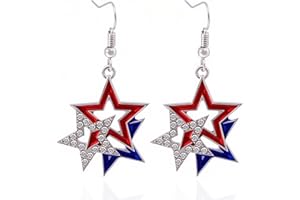 KEPVRIO 4th of July Earrings for Women Patriotic American Flag Earrings USA Dangle Earrings Red White Blue American Flag Dangle Earring Patriotic Independence Day Earring