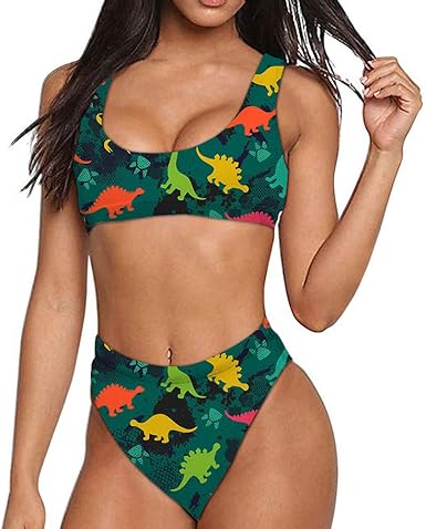 dinosaur high waisted bikini