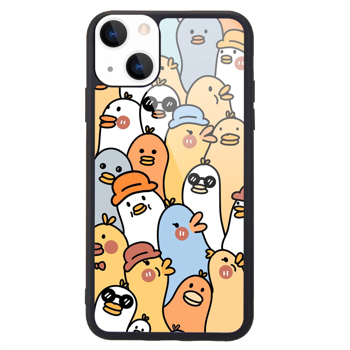 MAYCARI Cute Ducks Pattern Printed Cases for iPhone 14 Pro，Cute Slim Soft TPU Hard Back Shatter-Resistant Shockproof Anti-Fall Protective Girly Painting Art Cover Case for Girls Women Children