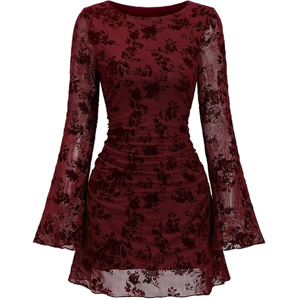 bell sleeve fit and flare dress Anemos