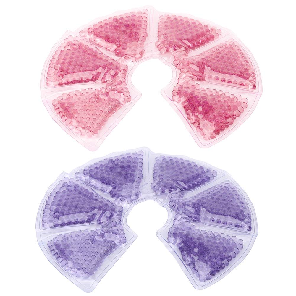 2Pcs Reusable Breast Pads Gel Bead Hot Cold Pack for Nursing Mothers Breastfeeding Relief to Soothe Discomfort and Support Lactation Comfort