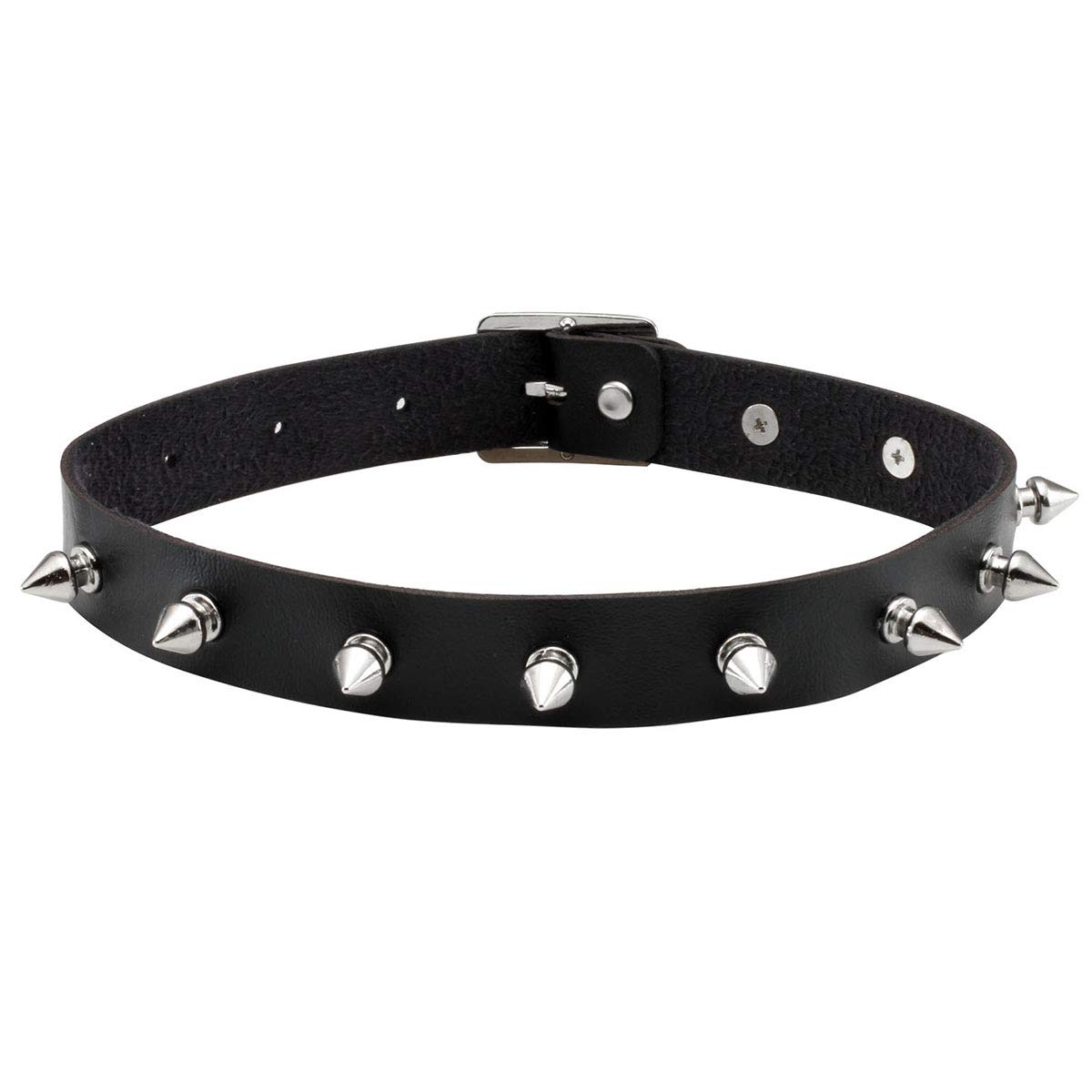 Eigso Vintage Punk Goth Studded Rivet Pu Leather Collar Choker Necklace with Spikes Adjustable