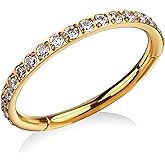 FINE4U ASTM F136 Titanium Hoop Piercing Jewelry 16G 18G 6mm 8mm 10mm 11mm 12mm - Hypoallergenic Hinged Clicker for Septum, Cartilage, Conch, Helix, Rook, Tragus, Daith