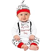 WENSIVIA Baby Boys Girls My First Valentine's Day Outfit Long Sleeve Romper Pants Set