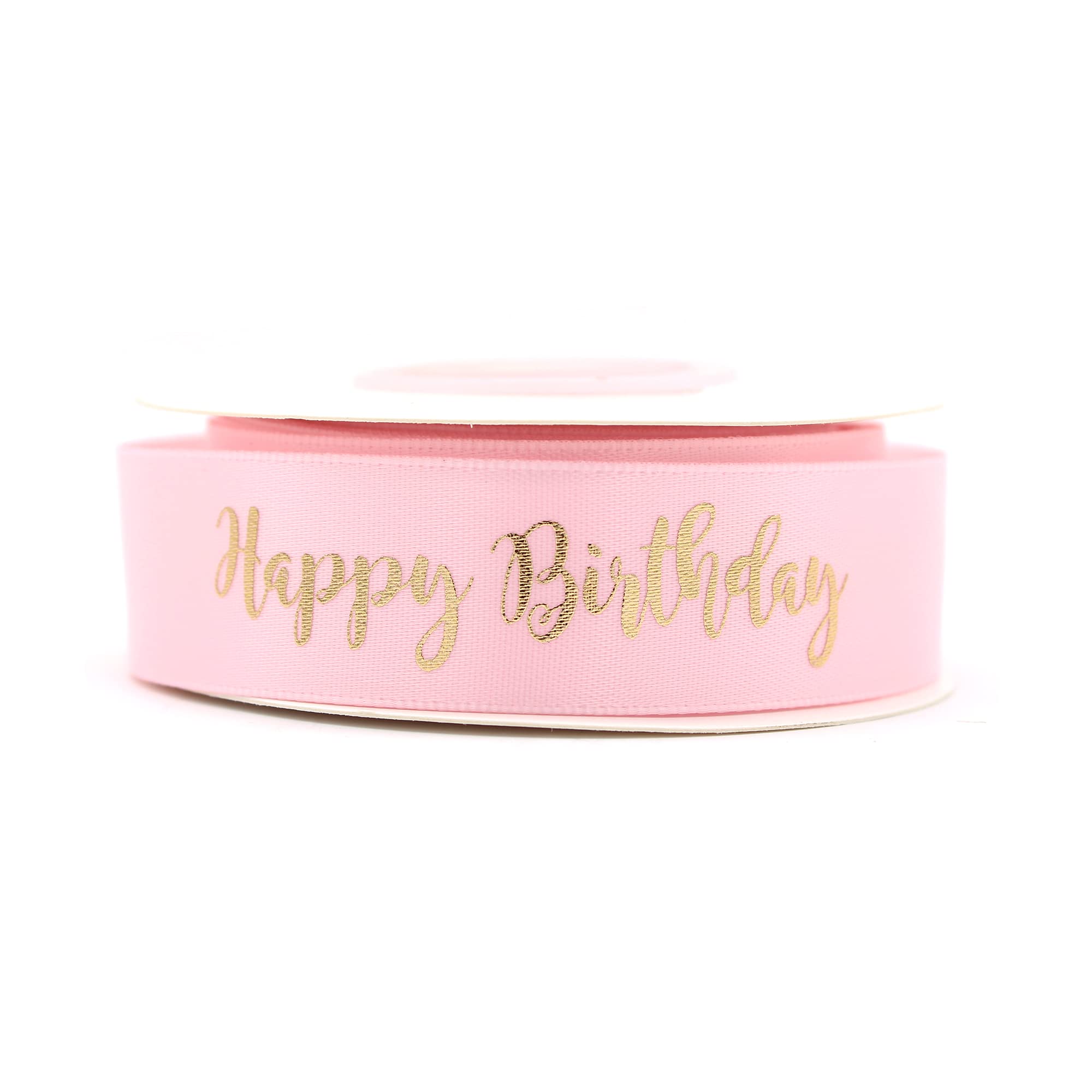 Pink Ribbon with Gold Writing - Happy Birthday - Birthday Decoration (Pink) …