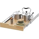 Sikarou Pull Out Cabinet Organizer,Heavy-Duty Slide Out Shelf, Wood And Wire Basket, Pull Out Drawer for for Kitchen Under Sink Space, Pantry, Bathroom (14 * 21 WM)