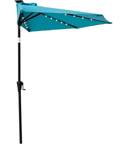 C-Hopetree 6.5 x 10 ft Rectangular Outdoor Patio Market Table Umbrella with Solar LED Lights, Aqua Blue : Patio, Lawn & Garden