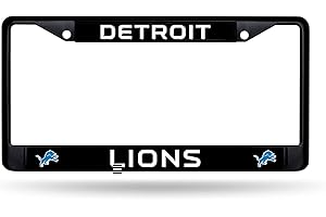 Rico Industries NFL Football Detroit Lions Standard Black Chrome Frame with Plastic Inserts 12" x 6" Car/Truck Auto Accessory