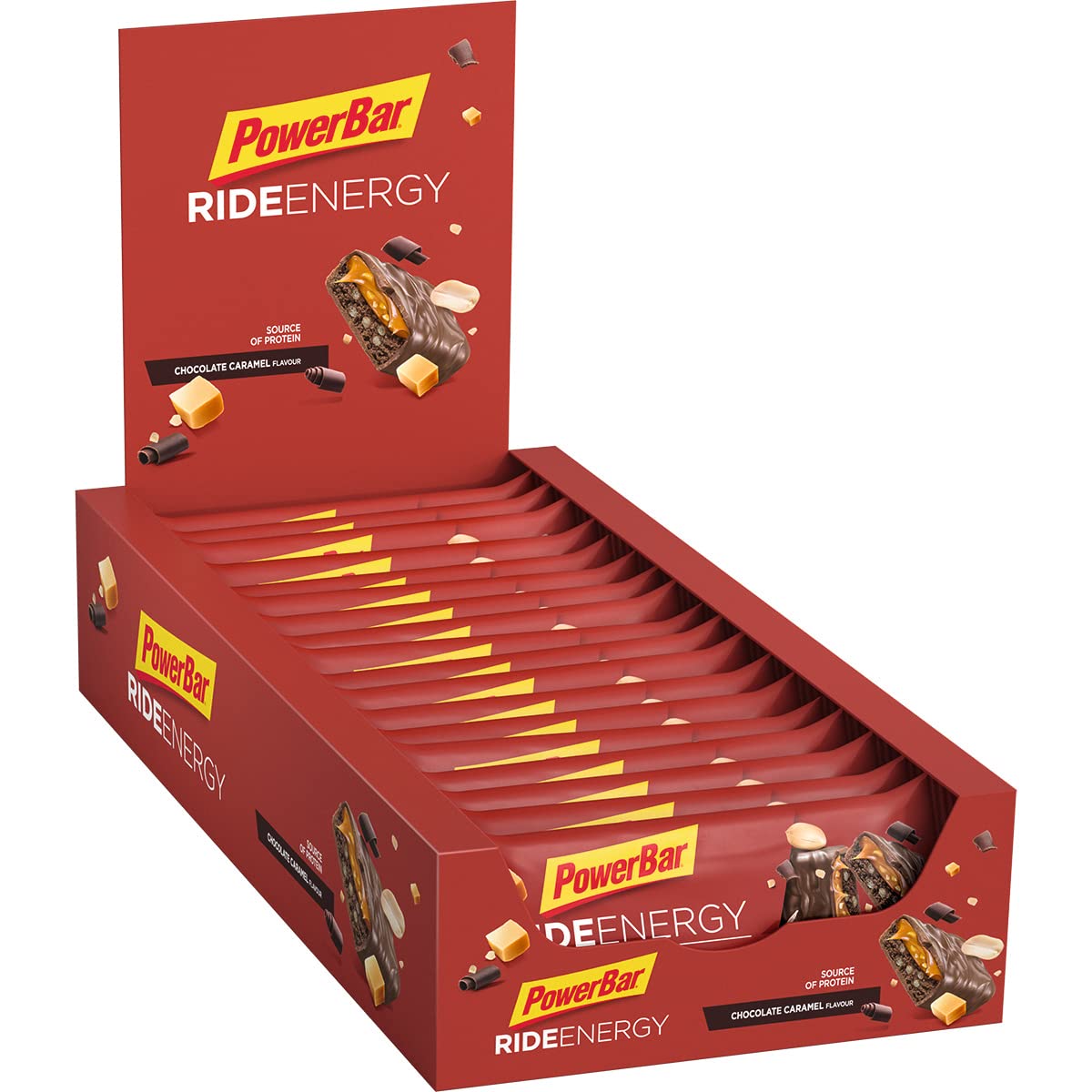 Powerbar - Ride Energy - Chocolate Caramel - 18x55g - Carbohydrate Protein Bar - Magnesium - Collagen-free
