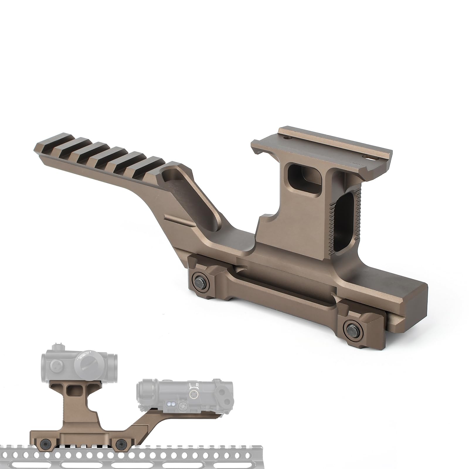 QIRUIMY Tactical Red Dot Riser Mount Group Type Scope Mount 20mm Picatinny Rail Base Adapter Mount for T1 T2 Optic Scope Sight (Brown)