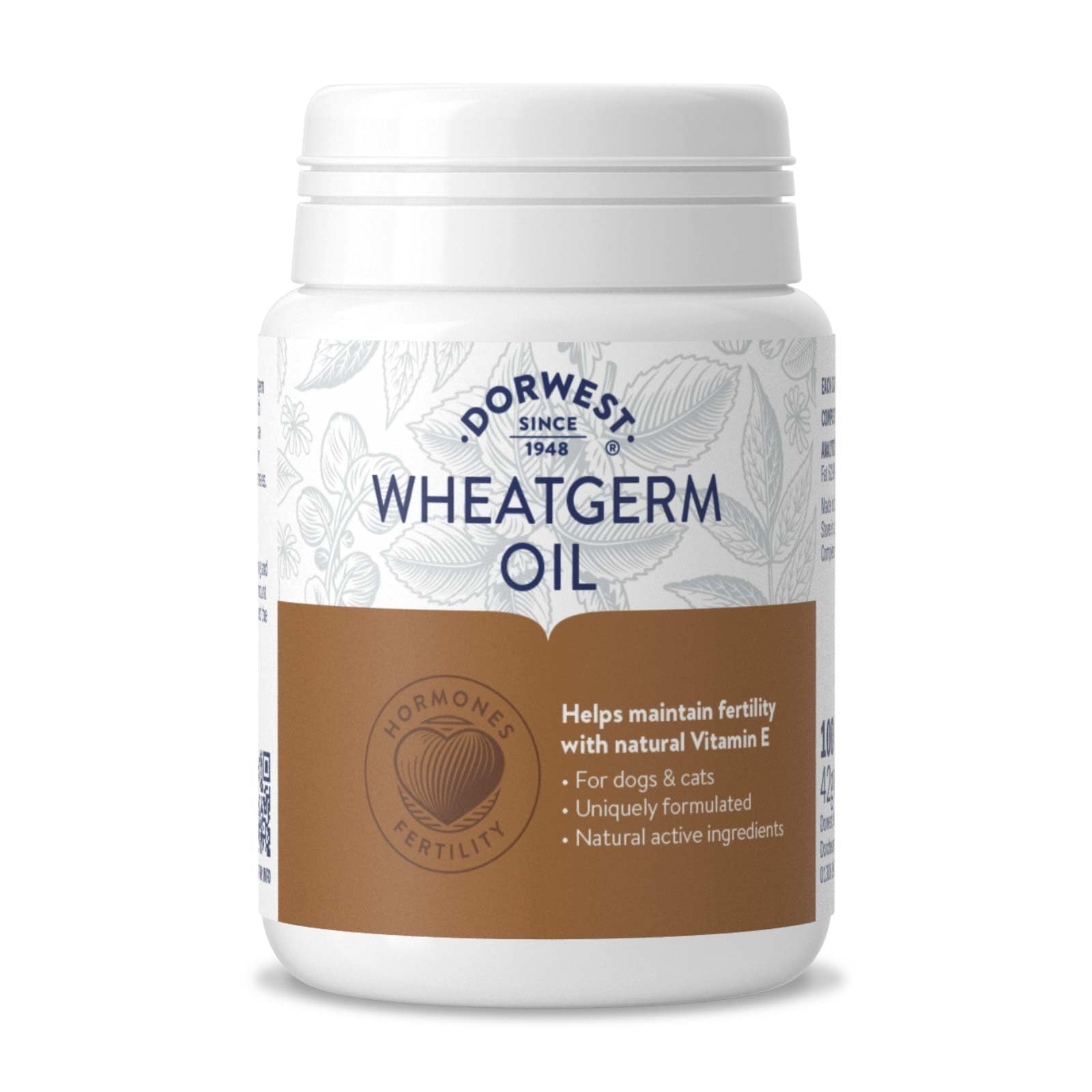 Dorwest Herbs Wheatgerm Oil Capsules for Dogs and Cats 100 Capsules