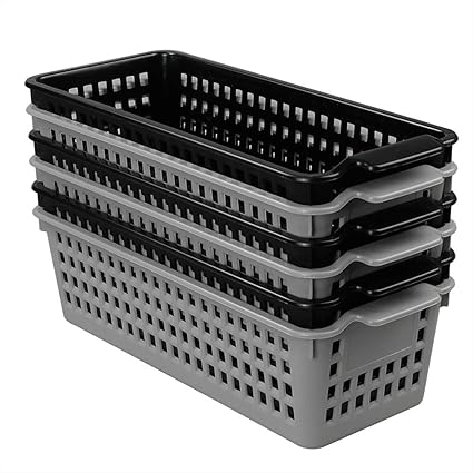 Ucake Small Items Things Office Kitchen Bedroom Storage Baskets Grey And Black 6 Pack