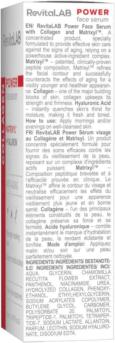 RevitaLAB Power Anti-Aging Face Serum and Moisturiser with Collagen, Matrixyl, Hyaluronic Acid, 30ml, 30 ml (Pack of 1) - Image 4