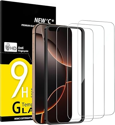 NEW'C 3 Stück für iPhone 17, 17 Pro, iPhone 16 Pro für Panzerglas (6,3 Zoll), Frei von Kratzern, 9H Härte, HD Displayschutzfolie, Ultra-klar, Ultrabeständig -Einfaches Installationswerkzeug enthalten