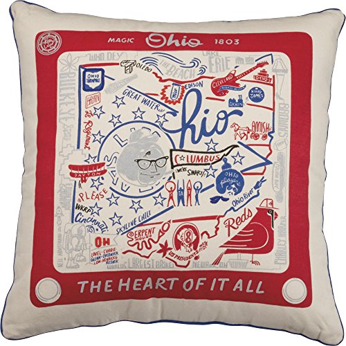Primitives by Kathy Home Ohio State Cotton Decorative Throw Pillow, 20-Inch Square
