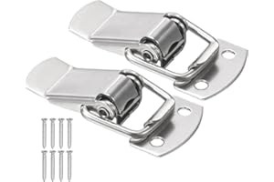 PATIKIL 2 Pcs Stainless Steel Spring Loaded Toggle Latch, 1.5" Tool Box Catch Hasp Clamp Lock with Mounting Screws for Cabine