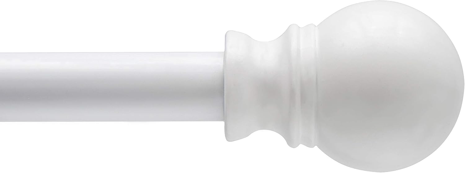 Window Treatment Hardware - Kenney KN55250 Davenport Ball End Petite Café Decorative Window Curtain Rod, 28-48