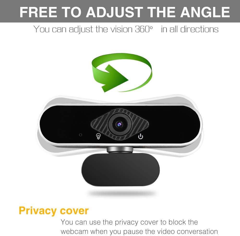 ANEAR 1080P Real-time Streaming Media Camera with Stereo Microphone, a Webcam Can Support 360 Degree Rotation Desktop or Laptop USB Webcam Plug and Play Suitable for Online Classes Small Meetings : Electronics