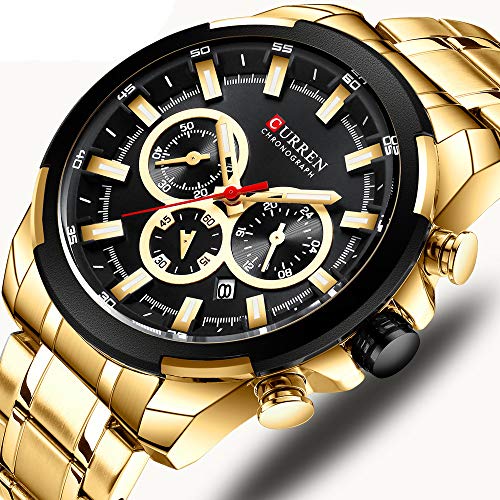 Curren hombres negocios reloj exquisito clásico aleación caso acero inoxidable pulsera banda reloj moda 3 ATM impermeable cuarzo reloj - Imagen 3