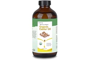 MMPANG 100% Pure Natural Castor Oil USDA Organic Cold Pressed Virgin Unrefined Hexane Free Glass Bottle for Stimulate Growth Hair, Moisturize Body Skin 120 ML/4.22 OZ