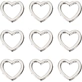 Craftdady 100Pcs Antique Silver Heart Linking Rings Tibetan Alloy Love Heart Hollow Frames Bezel Links Connector Charms for Jewelry Crafts Making 10x10mm