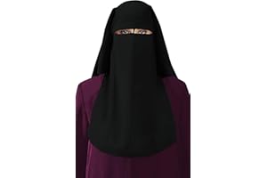 BONBALLOON XL Long Saudi Niqab Nikab 3 Layers burqa Hijab Face cover Veil Islam Islami