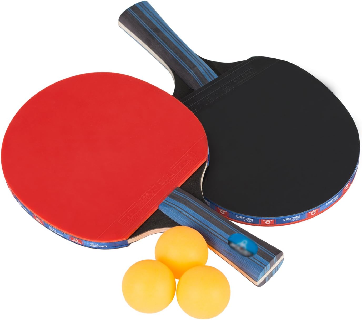 Ancees Table Tennis Set, Premium Paddles/Rackets with case and 3 Balls, PingPong Racket Ideal for Professional & Recreational Games - Soft Sponge Rubber Wood Handle Tennis Bat 5 Ply (2 Bats)
