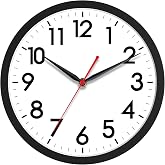 AKCISOT Silent Battery Operated Analog Clock, Black 18 Inch | Easy to Read Numbers