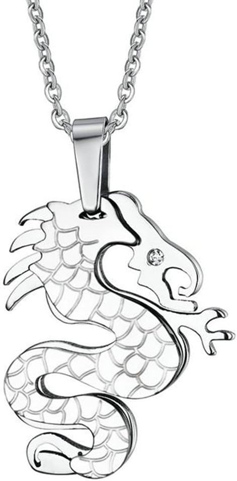 Daesar Stainless Steel Necklace Mens Chinese Dragon Necklace Pendant