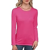 Smile Fish Women Crewneck Loose Fit Shirt Long Sleeve Casual T Shirts Basic Top Tees