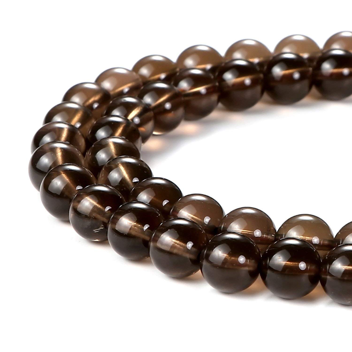 10mm Natural Smoky Quartz Beads Round Semi Precious Gemstone Loose Beads for Jewelry Making (38-40pcs/strand)